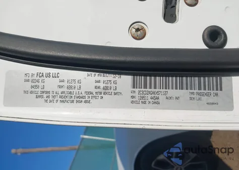 2019 Dodge Challenger Sxt из США, поврежденный, VIN 2C3CDZAGXKH571127